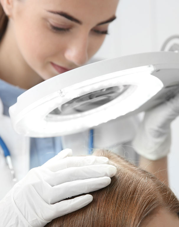 HLC website imagery showing a scalp assessment